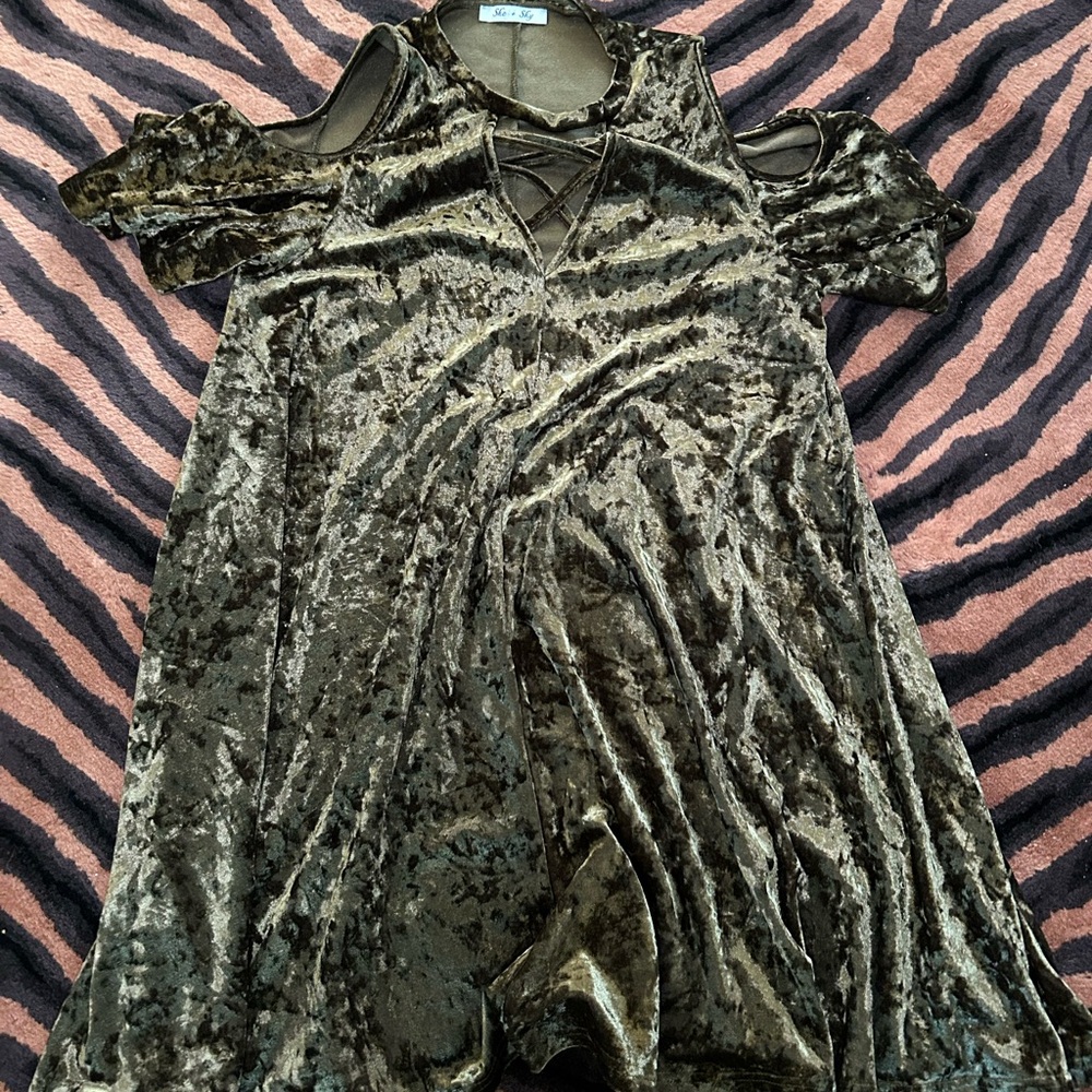 She + Sky Brown Velvet Dress